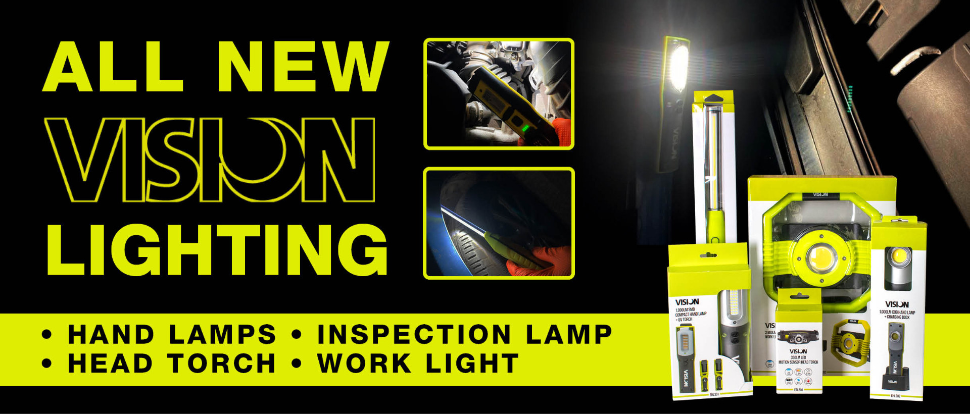 ALL NEW VISION LIGHTING - Hand Lamps - Inspection Lamp - Head Torch - Work Light